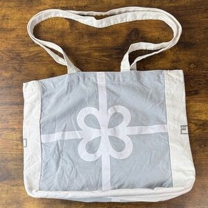 Gray and White Tote Bag